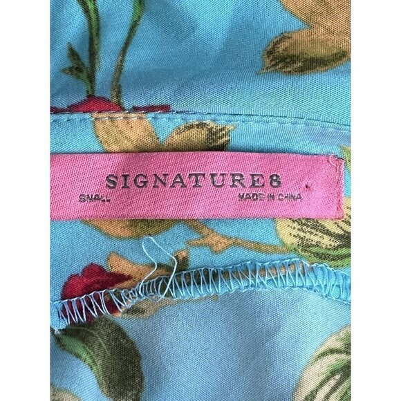 Signatures Ruffle Front Flounce Mini Dress Size S Rose Print Back Zip Ruffle Hem - Picture 9 of 16